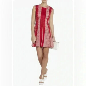 BCBG MAXAZRIA  Jalena Poppy Red Lace Combo Dress Size 2